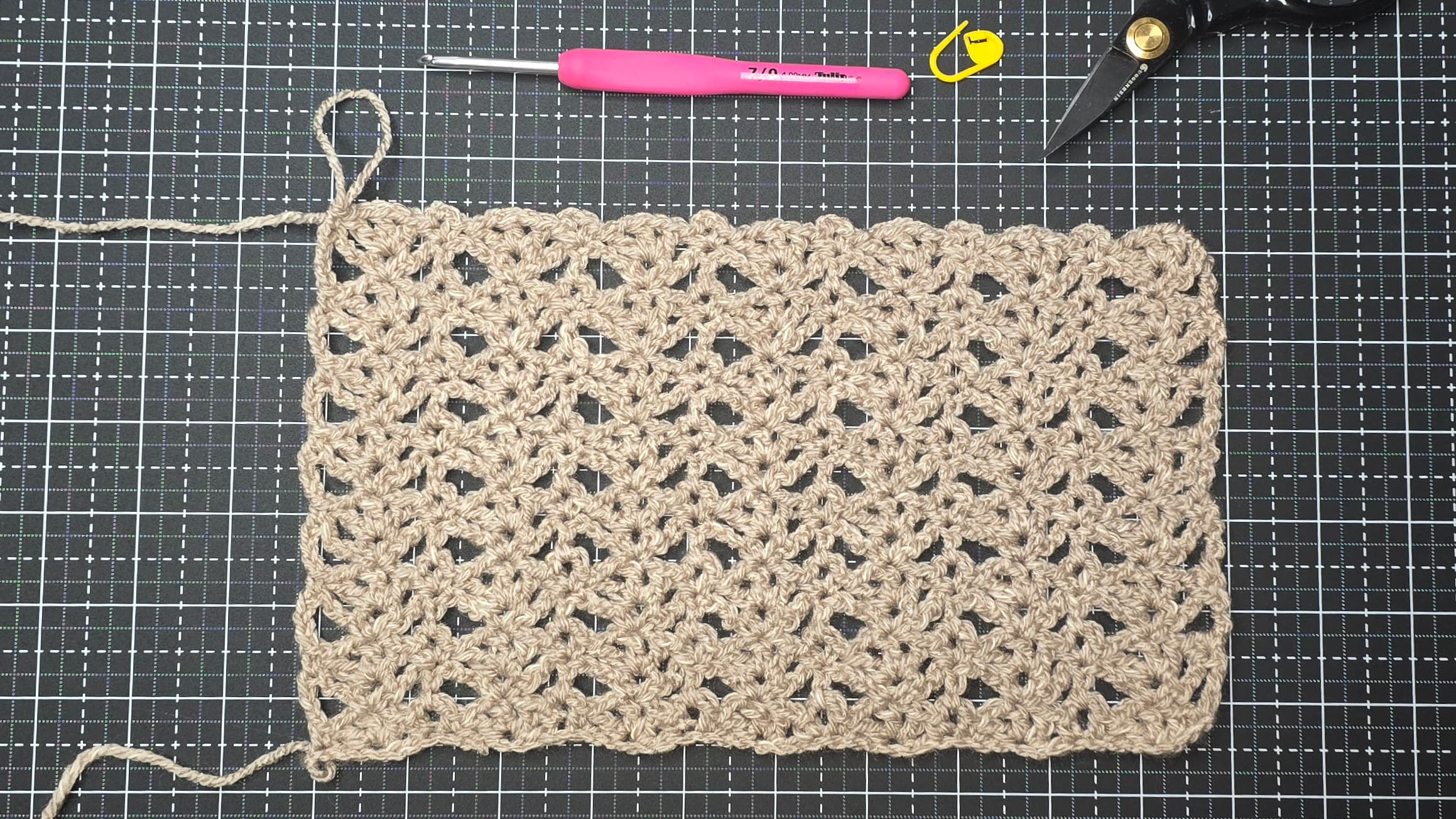 Beth's capture open shell and picot stitch, with one of her favourite crochet hook