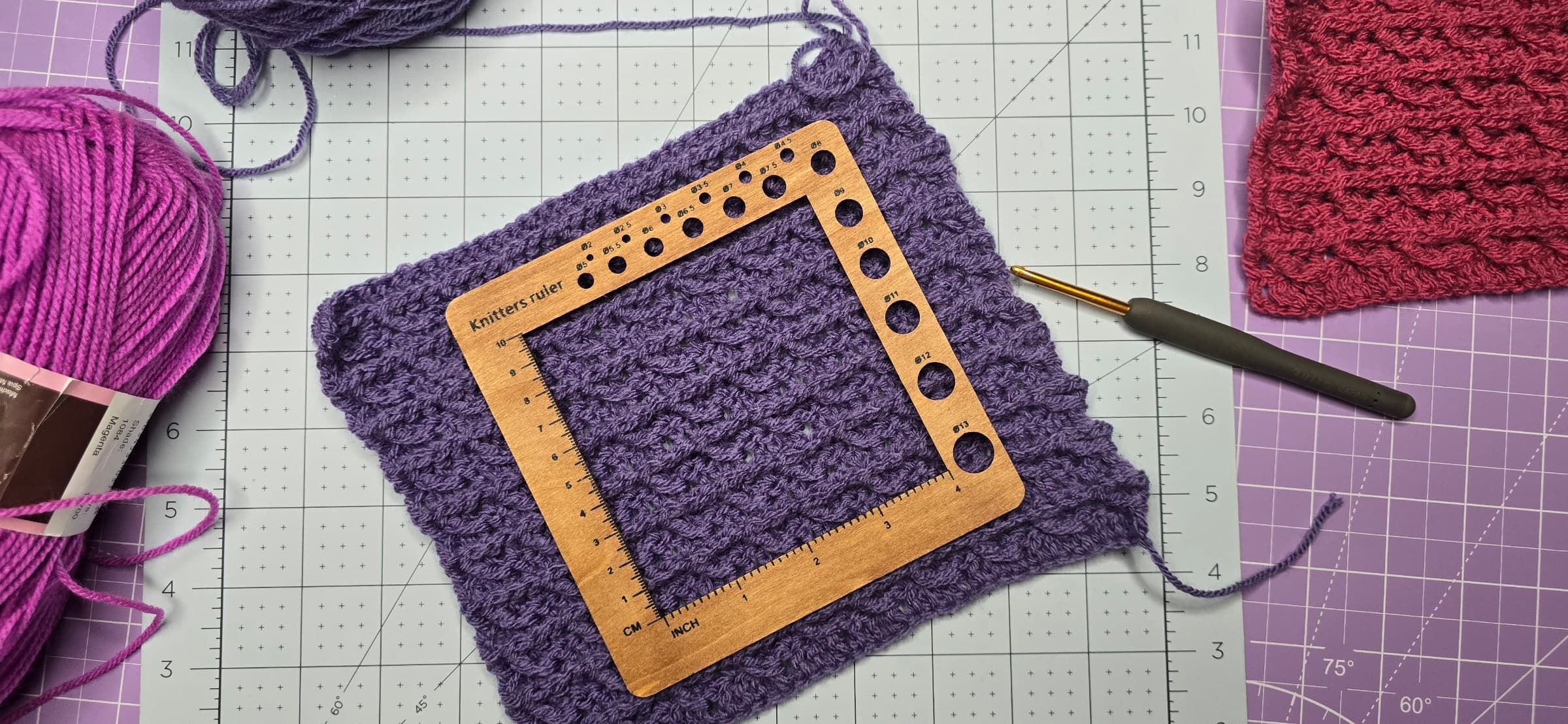 How to measure a crochet tension square (gauge swatch) – the right way