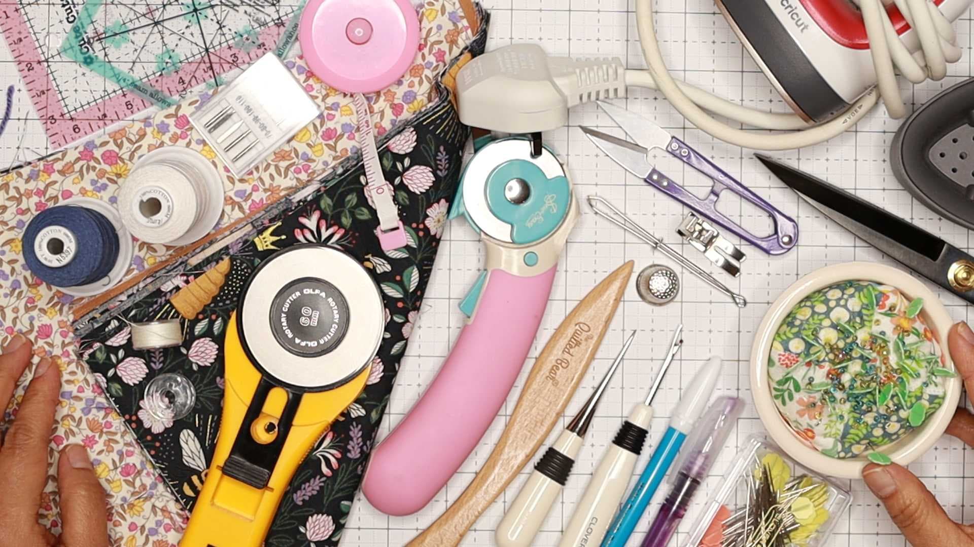 Beth is displaying her sewing essentials must have