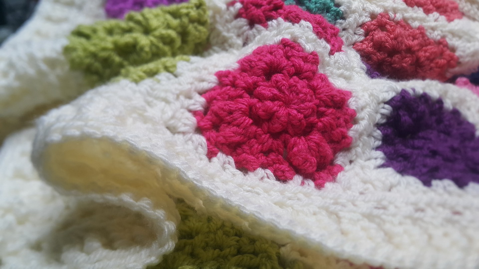 Woodland wildflower granny square blanket