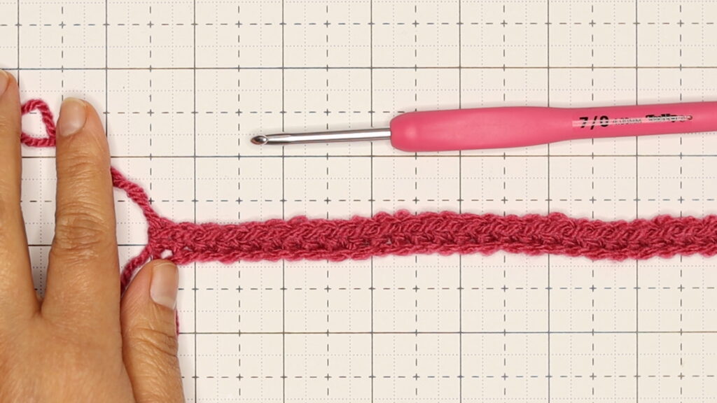 Beth is showing a finished row 1 of the simple cable stitch