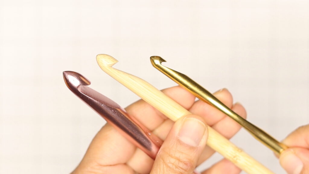 Elizabeth is showing you a set of inline crochet hooks