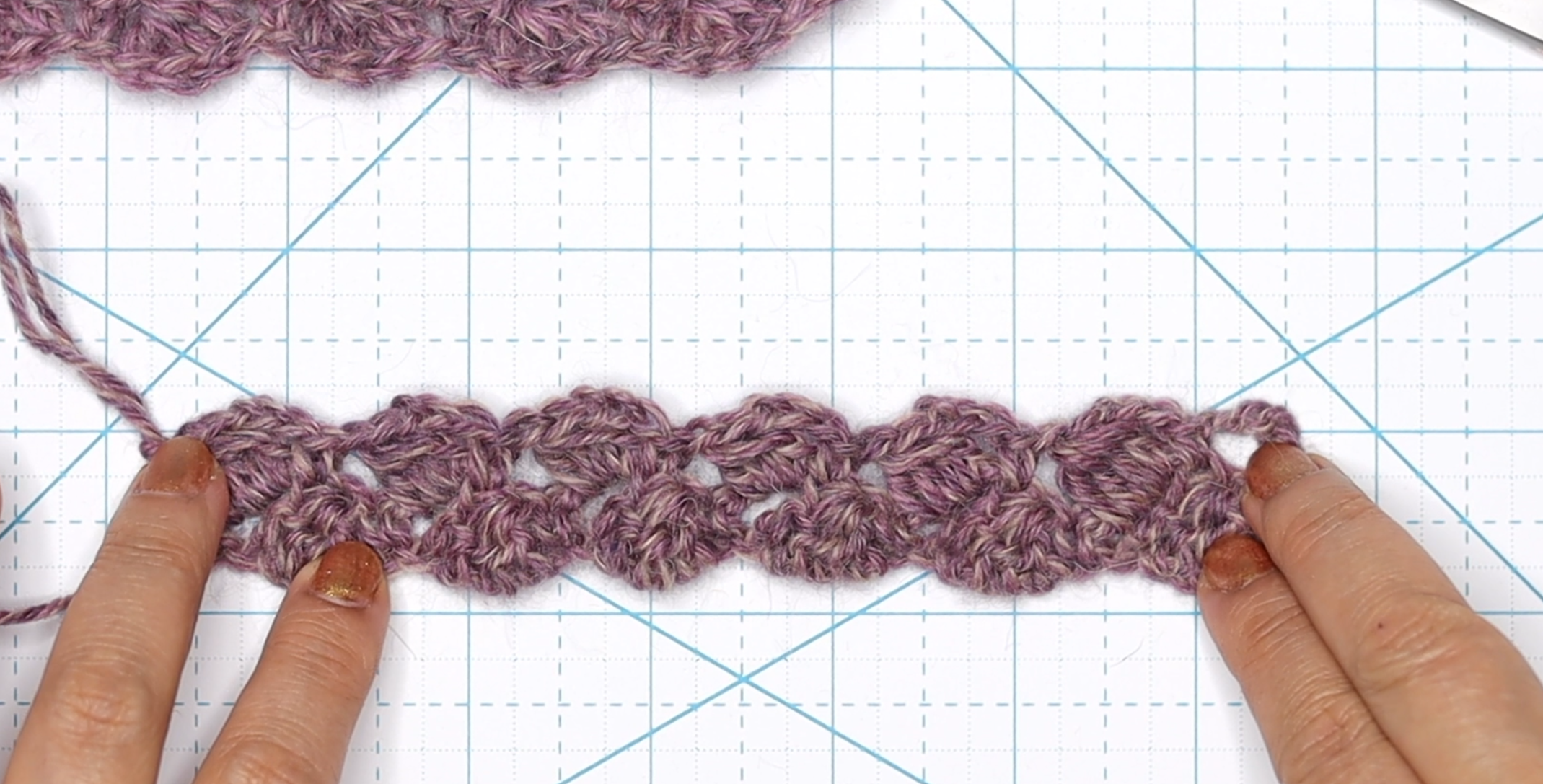The Sidesaddle cluster stitch row 2