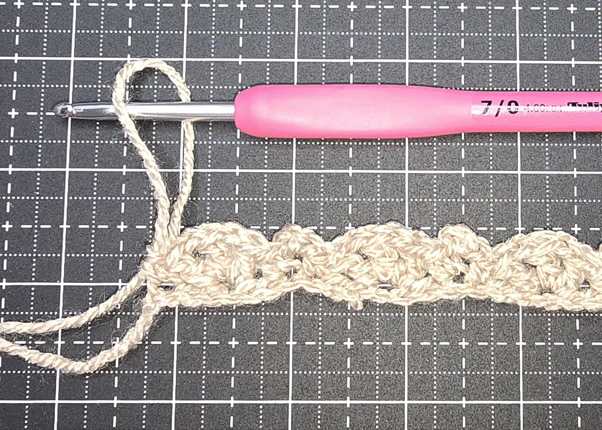 Beth's capture open shell and picot stitch row 1