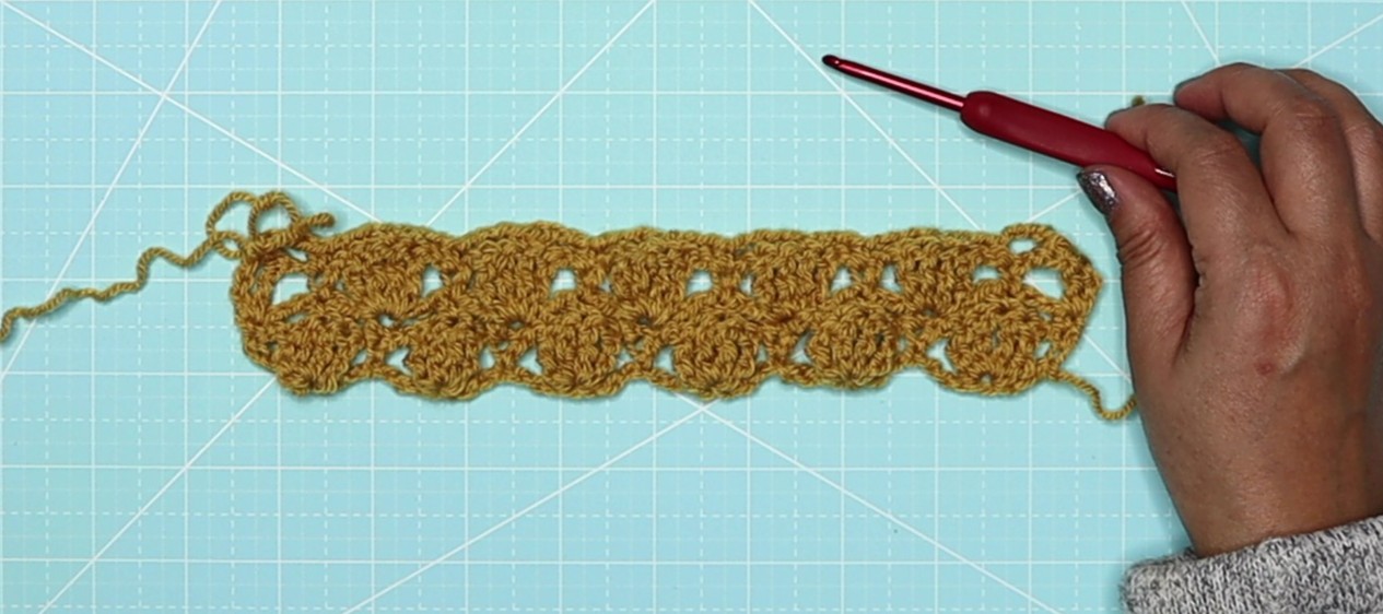 The shell petal stitch row 4